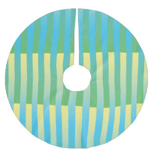 Jupon De Sapin En Polyester Brossé Motif rayé bleu jaune vert