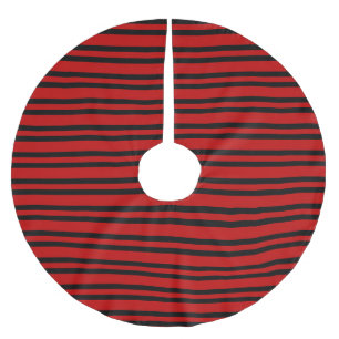 Jupon De Sapin En Polyester Brossé Motif Rayures Rouge Noir