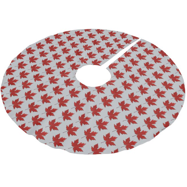 Jupon De Sapin En Polyester Brossé Motif Red Maple Leaf (Angle)