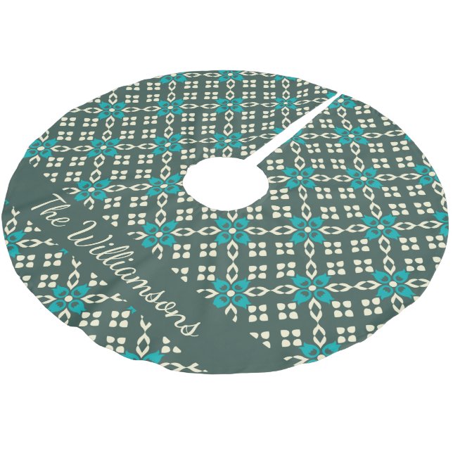 Jupon De Sapin En Polyester Brossé Motif rétro Ornat Emerald Green Personnalisé (Angle)