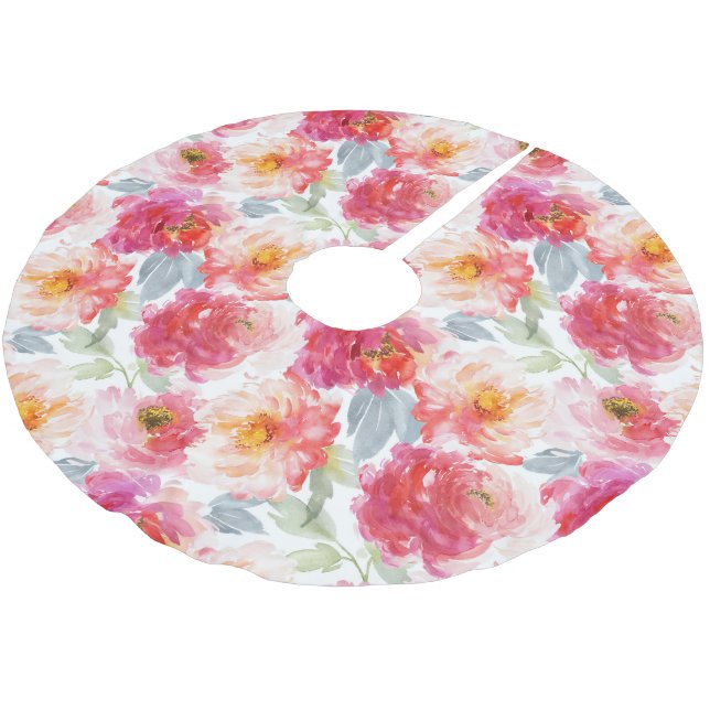 Jupon De Sapin En Polyester Brossé Motif rose Aquarelle Peony (Angle)