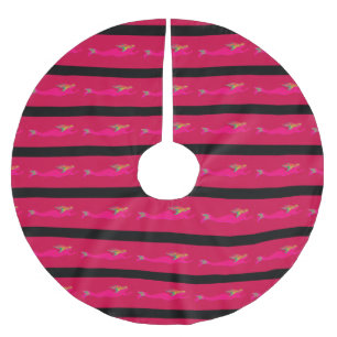 Jupon De Sapin En Polyester Brossé motif rose de natation de sirènes