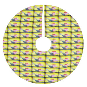 Jupon De Sapin En Polyester Brossé motif rose de natation de sirènes de mosaïque