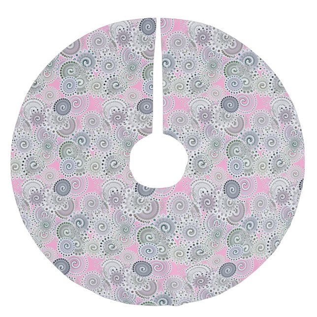 Jupon De Sapin En Polyester Brossé Motif, rose et gris (Devant)