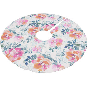 Jupon De Sapin En Polyester Brossé Motif rose et Turquoise