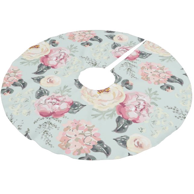 Jupon De Sapin En Polyester Brossé Motif rose Rose Garden (Angle)