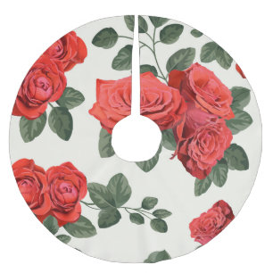 Jupon De Sapin En Polyester Brossé Motif rose vintage, design floral.