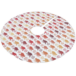 Jupon De Sapin En Polyester Brossé Motif rouge de singes