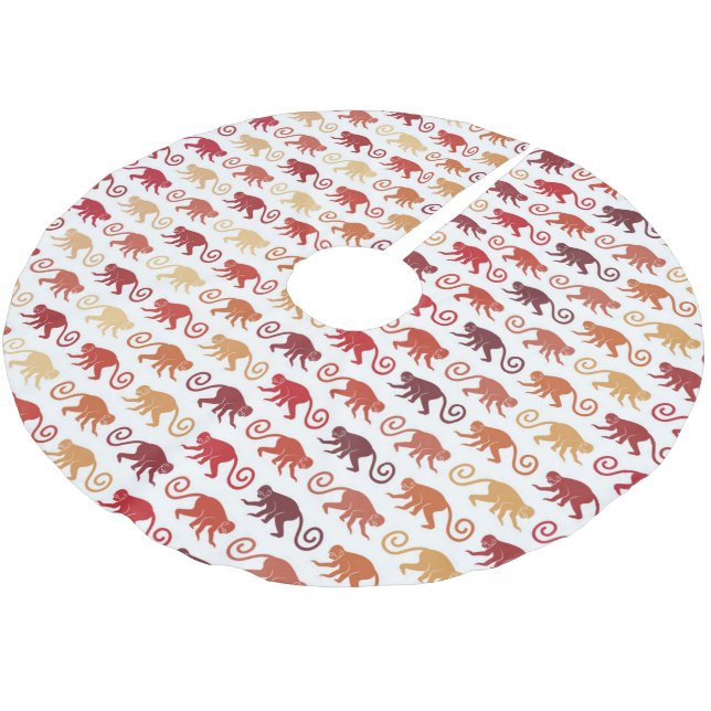 Jupon De Sapin En Polyester Brossé Motif rouge de singes (Angle)