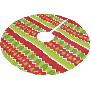 Jupon De Sapin En Polyester Brossé Motif rouge et vert de Noël de Chevron de rayures