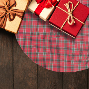 Jupon De Sapin En Polyester Brossé Motif rouge Tartan de Noël
