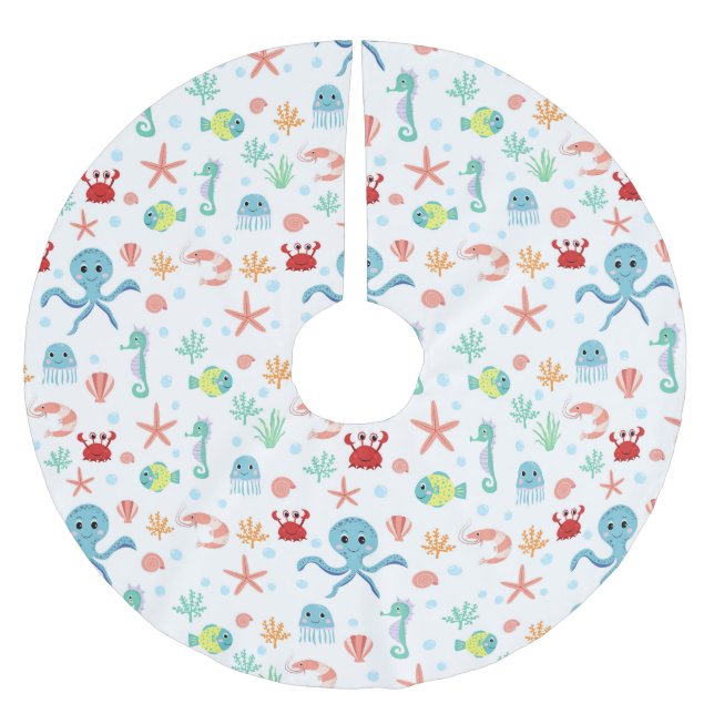 Jupon De Sapin En Polyester Brossé Motif Sea World (Devant)