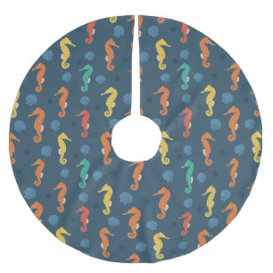 Jupon De Sapin En Polyester Brossé Motif Seahorse