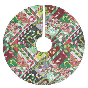 Jupon De Sapin En Polyester Brossé Motif sucre de canne Patchwork