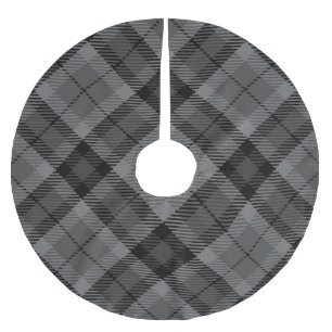 Jupon De Sapin En Polyester Brossé Motif Tartan gris noir