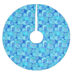 Jupon De Sapin En Polyester Brossé Motif tourbillon fractal, bleu cobalt