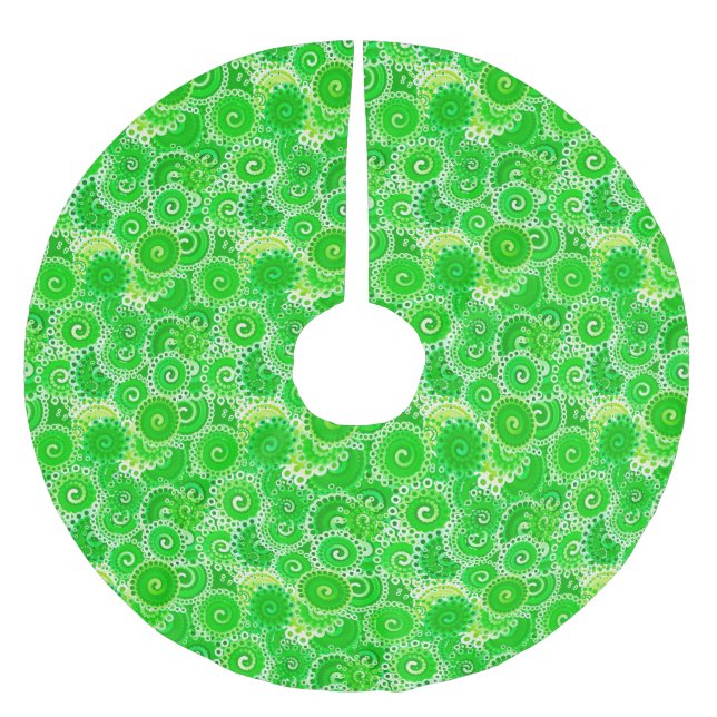 Jupon De Sapin En Polyester Brossé Motif tourbillon fractal, nuances vert émeraude (Devant)