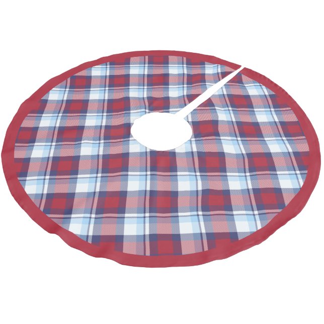 Jupon De Sapin En Polyester Brossé Motif traditionnel américain Rouge Blanc Bleu Tart (Angle)