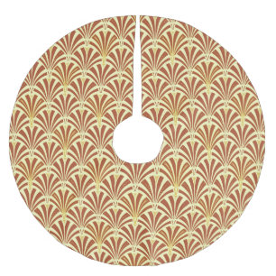 Jupon De Sapin En Polyester Brossé Motif ventilateur Art déco - cuivre sur jaune