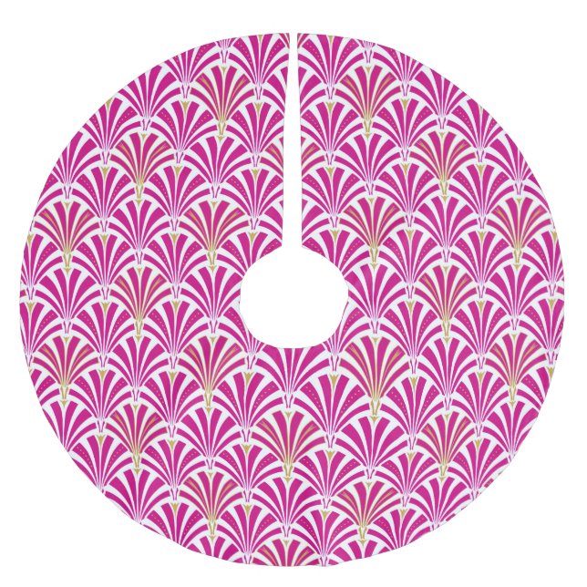 Jupon De Sapin En Polyester Brossé Motif ventilateur Art déco - rose fushia (Devant)