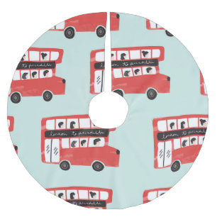 Jupon De Sapin En Polyester Brossé Motif Vintage du bus Red London