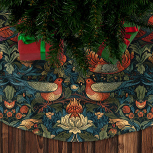 Jupon De Sapin En Polyester Brossé Motif vintage floral feuilles oiseaux William Morr
