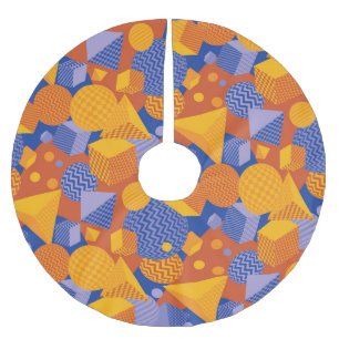 Jupon De Sapin En Polyester Brossé Motif violet orange géométrique amusant