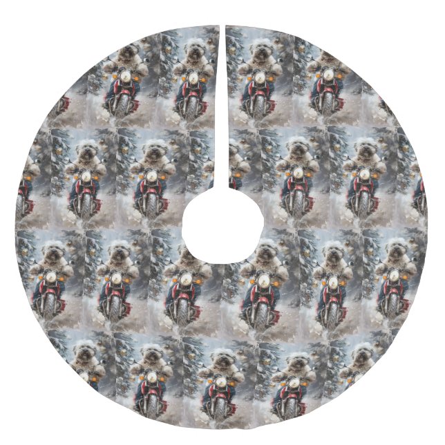 Jupon De Sapin En Polyester Brossé Moto à chiens Havanais Noël (Devant)