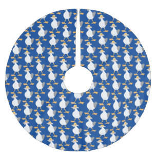 Jupon De Sapin En Polyester Brossé Mouette drôle avec frites dessin animé