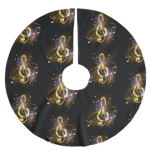Jupon De Sapin En Polyester Brossé Musique de clé de sol en or
