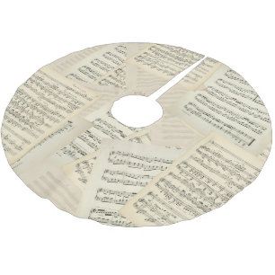 Jupon De Sapin En Polyester Brossé Musique vintage Collage Noël