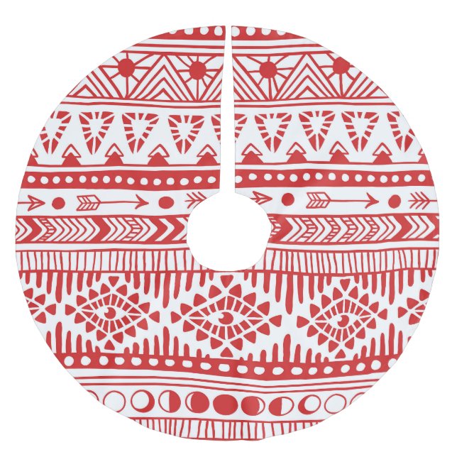 Jupon De Sapin En Polyester Brossé Native American : Red Ink Doodle. (Devant)
