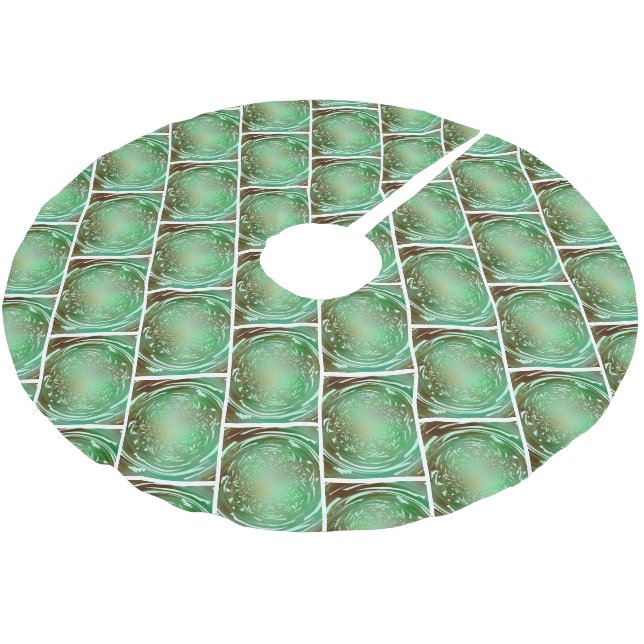 Jupon De Sapin En Polyester Brossé Nature Vert et Marron Conception Fractale (Angle)