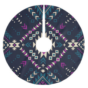 Jupon De Sapin En Polyester Brossé Navajo tribal foncé, géométrique vintage.