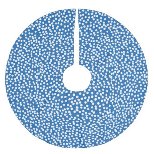 Jupon De Sapin En Polyester Brossé Nebulas Bleu aux points de neige blancs
