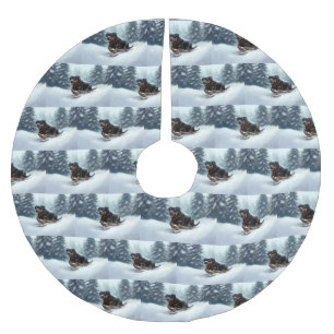 Jupon De Sapin En Polyester Brossé Neige de Noël Rottweiler hiver Oreiller