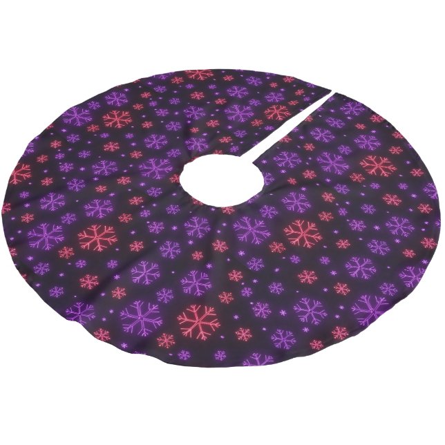 Jupon De Sapin En Polyester Brossé Neon Snowflakes (Angle)