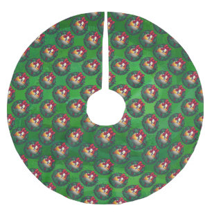 Jupon De Sapin En Polyester Brossé Neuf boule dans la couronne Motif sur vert