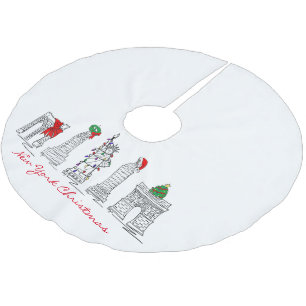Jupon De Sapin En Polyester Brossé New York City Christmas NYC Landmarks Architecture