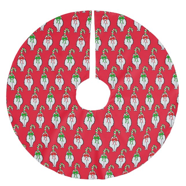 Jupon De Sapin En Polyester Brossé Noël à Cat Butt (Devant)
