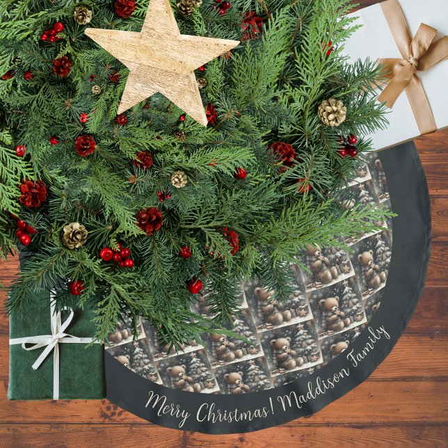 Jupon De Sapin En Polyester Brossé Noël à l'ours en peluche (Créateur téléchargé)