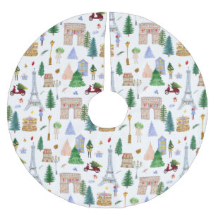 Jupon De Sapin En Polyester Brossé Noël à Paris Ville Lumière Fêtes