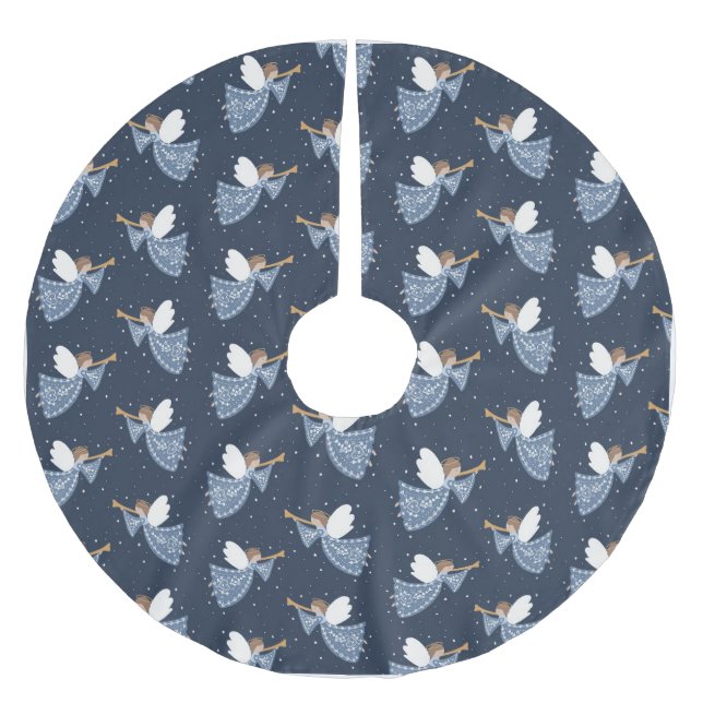 Jupon De Sapin En Polyester Brossé Noël Angel Paix sur Terre Fête de Noël (Devant)