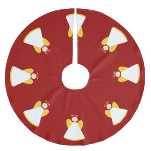 Jupon De Sapin En Polyester Brossé Noël Anges de Noël Rouge Or Blanc Noël