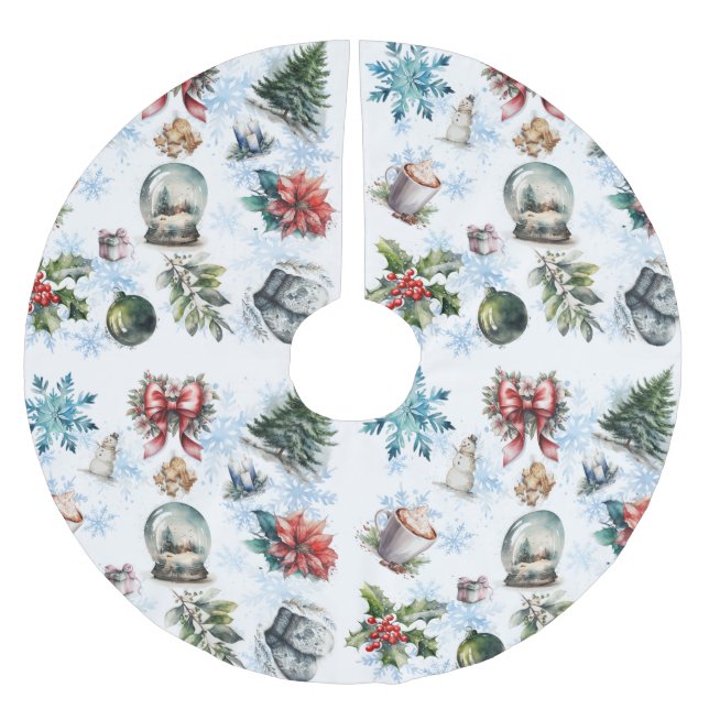 Jupon De Sapin En Polyester Brossé Noël aquarelle (Devant)