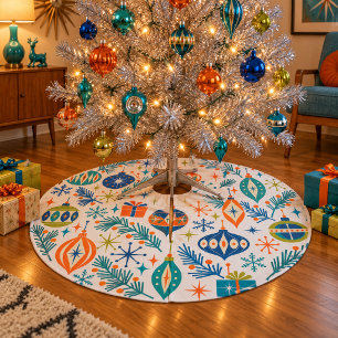 Jupon De Sapin En Polyester Brossé Noël Atomique Moderne du Milieu du Siècle