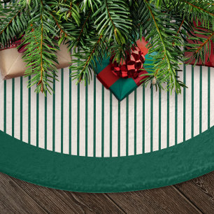 Jupon De Sapin En Polyester Brossé Noël aux rayures vertes modernes