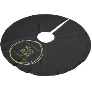 Jupon De Sapin En Polyester Brossé Noël Black Gold