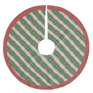 Jupon De Sapin En Polyester Brossé Noël blanc avec vert et rouge