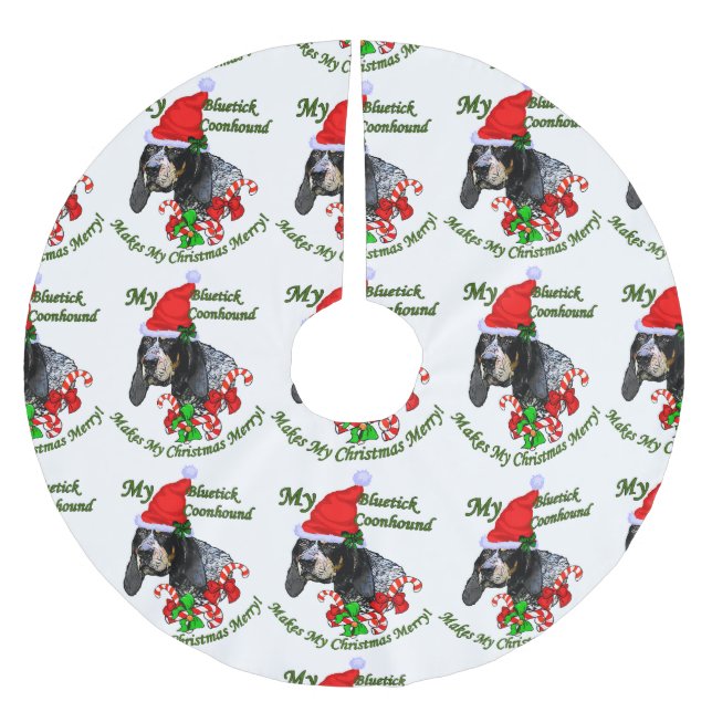 Jupon De Sapin En Polyester Brossé Noël Bluetick Coonhound (Devant)